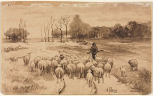 Pastore con il suo gregge, c. 1870 da Anton Mauve