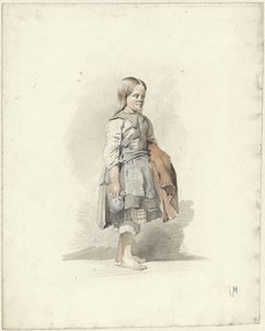 Ragazza in piedi con brocca e mantello sotto il braccio da Anton Mauve