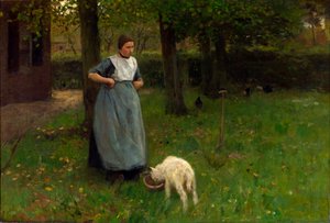 Donna di Laren con agnello da Anton Mauve