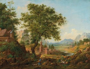 Paesaggio cinese con figure
