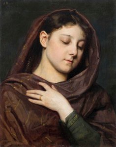 Tedesco: Ritratto di ragazza con il gesto della Vergine Maria