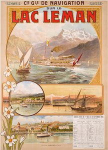 Poster pubblicitario del Lago Lemano (Lago di Ginevra), Svizzera