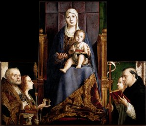 Pala di San Cassiano: Vergine col Bambino circondata dai Santi Nicola di Myra o Bari, Maria Maddalena, Sant