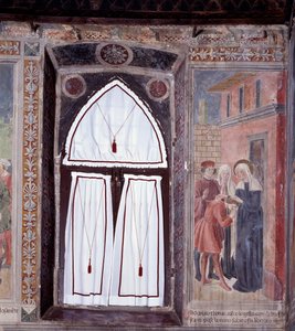 Vita di Santa Francesca Romana: Un gobbo è guarito dalla santa (affresco) da Antoniazzo Romano