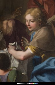San Gregorio Magno a tavola con Gesù travestito da pellegrino (dettaglio) da Antonio Balestra