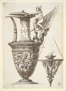 Progetto per una brocca e un lampadario elaborati da Antonio Basoli