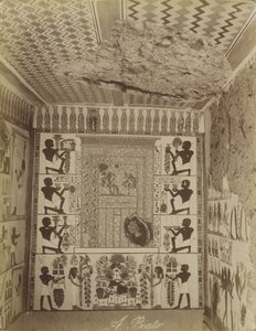 Tomba di Nakht a Tebe, vista del muro dipinto e del soffitto della tomba da Antonio Beato