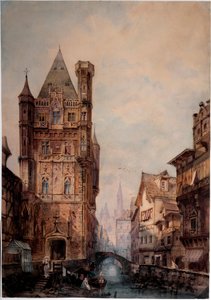 Veduta di un canale in una città normanna da Antonio Bernasconi