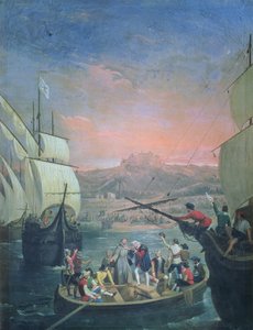 Partenza della Santa Maria, della Pinta e della Nina da Palos nel 1492 da Antonio Cabral Bejarano