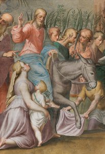 Abside, Ingresso di Gesù a Gerusalemme 1582-84 (dettaglio) da Antonio Campi