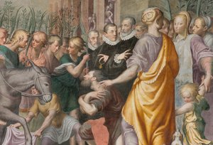 Abside, Antonio Campi, Ingresso di Gesù a Gerusalemme 1582-84, (dettaglio) da Antonio Campi