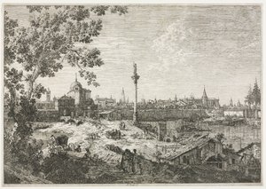 Panorama di una città su un fiume da Giovanni Antonio Canal