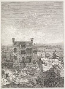 Vedute: Una casa circondata da sei colonne da Antonio Canaletto