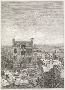 Vedute: Una casa circondata da sei colonne, 1735-1746 da Giovanni Antonio Canal