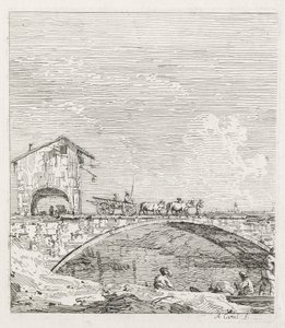 Vedute: Un carro che passa su un ponte da Antonio Canaletto