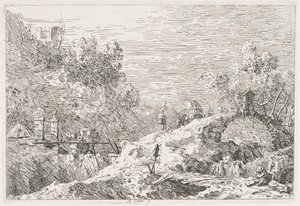 Vedute: Paesaggio montano con cinque ponti da Antonio Canaletto