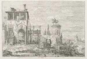 Vedute: Il monumento equestre, 1735-1746 da Giovanni Antonio Canal