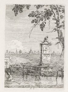 Vedute: Il piccolo monumento sotto un albero da Giovanni Antonio Canal