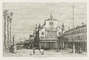 Vedute: Tre colonne e una statua sulla costa da Antonio Canaletto