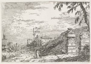 Vedute: Due colonne rovinate, 1735-1746 da Giovanni Antonio Canal