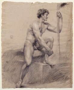 Studio di nudo maschile seduto su podio da Antonio Canova
