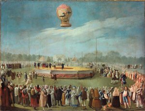 Ascensione in mongolfiera alla presenza del re Carlo IV e della sua corte da Antonio Carnicero
