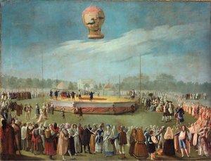 Ascesa di un pallone alla presenza della corte di Carlo IV, ca. 1783 da Antonio Carnicero