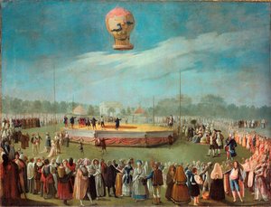 Ascensione di un aerostato alla presenza della corte di Carlo IV di Spagna da Antonio Carnicero
