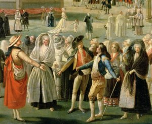 La salita di una mongolfiera a Madrid, (dettaglio) da Antonio Carnicero