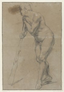 Studio di un uomo nudo che si appoggia a una clava da Antonio Carracci