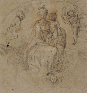 Madonna e Bambino tra le nuvole affiancati da due putti da Antonio Cimatori