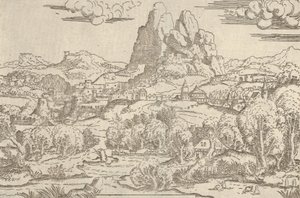 Paesaggio dalla cornice di Venere che spinge Cupido, 1540-45