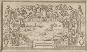 Paesaggio con cornice ornamentale, ca. 1543 da Antonio Fantuzzi