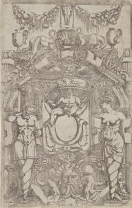Ornamento con un piccolo ovale vuoto da Antonio Fantuzzi