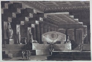 Progetto scenografico, interno di un tempio egiziano da Antonio Giuseppe Basoli