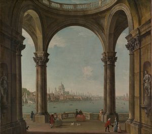 Capriccio con San Paolo e il vecchio ponte di Londra