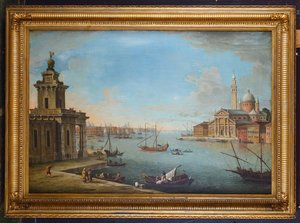 Il Bacino di San Marco, Venezia, guardando a est, con la Chiesa di San Giorgio Maggiore e la Dogana