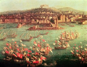 La flotta del re Carlo III di Spagna davanti alla città di Napoli, 6 ottobre 1759 da Antonio Joli