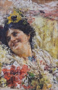 Testa di donna e fiori