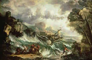 Paesaggio marino con naufragio, c.1700-07 da Antonio Marini