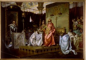 Conversione di Reccaredo I al cattolicesimo al Terzo Concilio di Toledo, 589 da Antonio Munoz Degrain