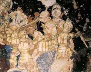 Torneo-Battaglia di Louvezerp, di Antonio Pisano noto come Pisanello (pre-1395-ca 1455), affresco (dettaglio) da Antonio Pisanello