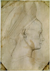 Testa di giovane donna, di profilo a destra. Disegno della bottega di Antonio di Puccio Pisano detto Pisanello da Antonio Pisanello