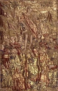 San Giovanni Battista che predica alla moltitudine, arazzo che raffigura scene della vita del santo da Antonio Pollaiuolo