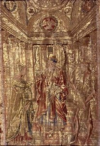 San Giovanni Battista accusato da Erode, arazzo che raffigura scene della vita del santo da Antonio Pollaiuolo