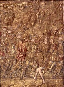 San Giovanni Battista portato in prigione, arazzo che raffigura scene della vita del santo da Antonio Pollaiuolo
