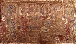 La condanna di Erode, arazzo che raffigura scene della vita del santo da Antonio Pollaiuolo