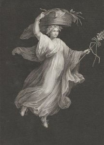 Una baccante che porta un grande cesto sulla testa e tiene un bastone nella sua le..., ca. 1795-ca. 1820 da Antonio Ricciani