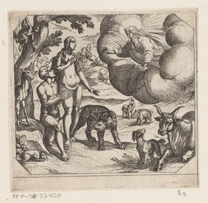 Adamo ed Eva nel paradiso terrestre da Antonio Tempesta