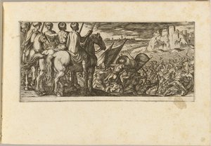 Scena di battaglia con cavalleria che osserva da una collina da Antonio Tempesta